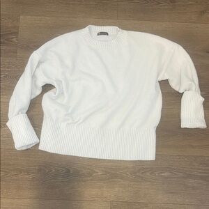 PrettyGarden Ribbed White Sweater